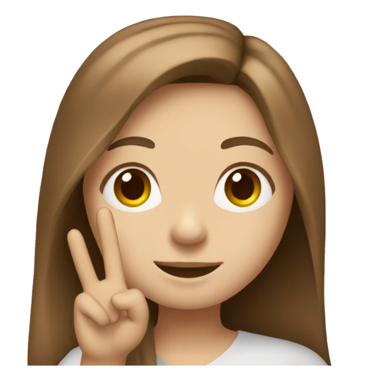 Brown long hair white girl holding up peace sign sticker