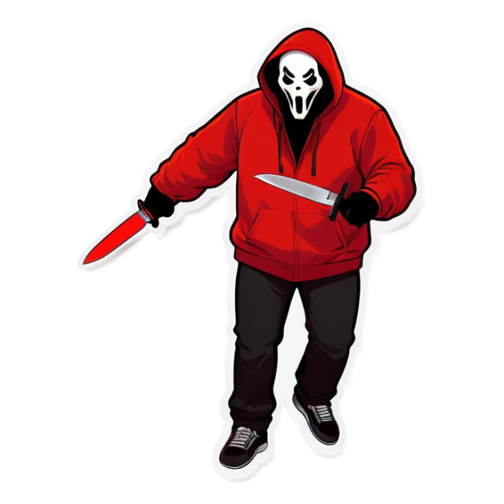 Ghostface driving a red Lamborghini holding a knife  sticker