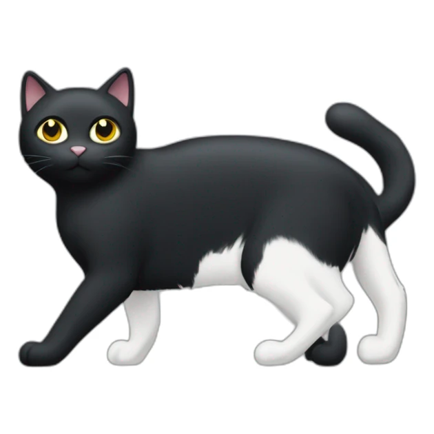 black cat with a white spot on his neck wearing a nike tech sticker