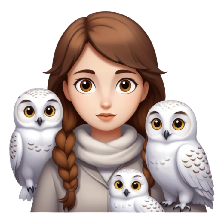 Brown haired girl with snowy owls sticker