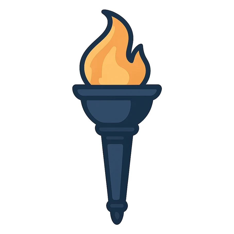 a torch with a flame, color scheme using hex color #1F2E3E sticker