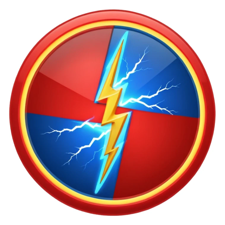 Red and blue lightening in a circle shape with effects sticker