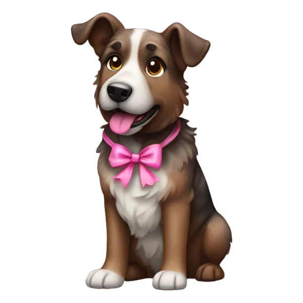 Brindle shepherd dog with white chest with pink bow sticker
