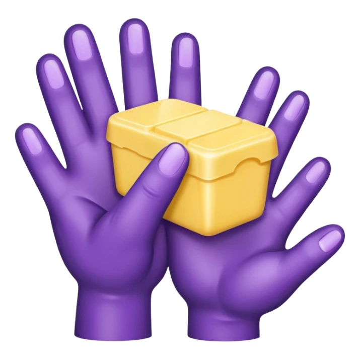 purple four finger hand with butter sticker