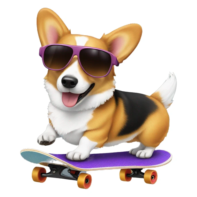 Corgi Dog with sunglasses skateboarding  sticker