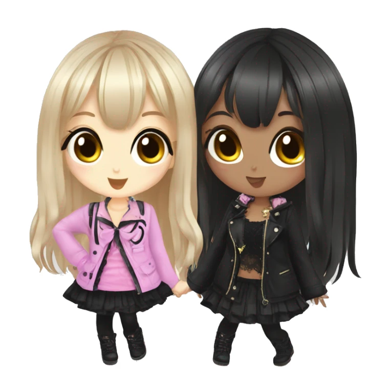 two hime gyaru girls, plus size, goth sticker