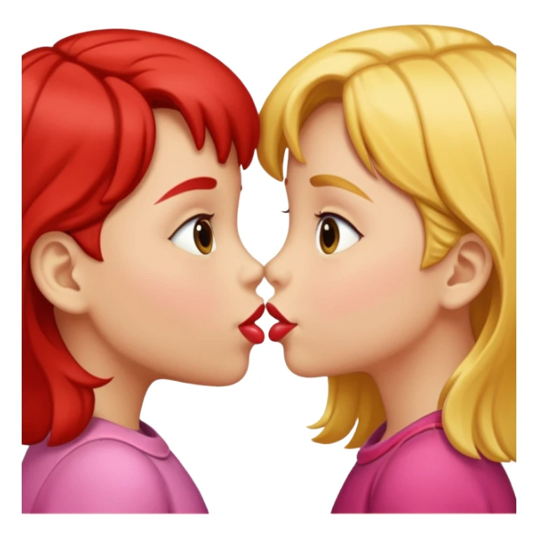 two 5 year old gals about to kiss on the lips, lips extremely close but not touching sticker