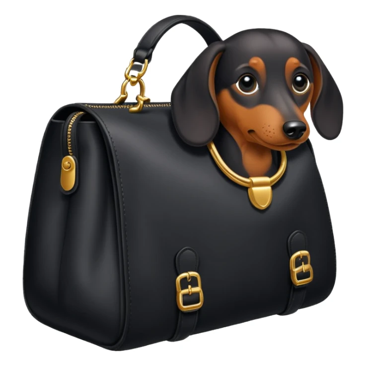 a black bag in the shape of a dachshund sticker