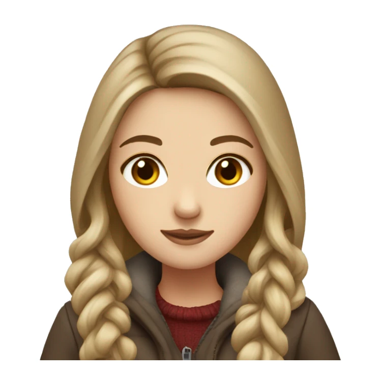 White girl with long hair brown with winter clothes sticker