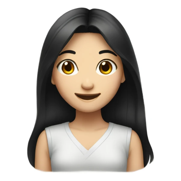 smiling asian girl with long black hair sticker