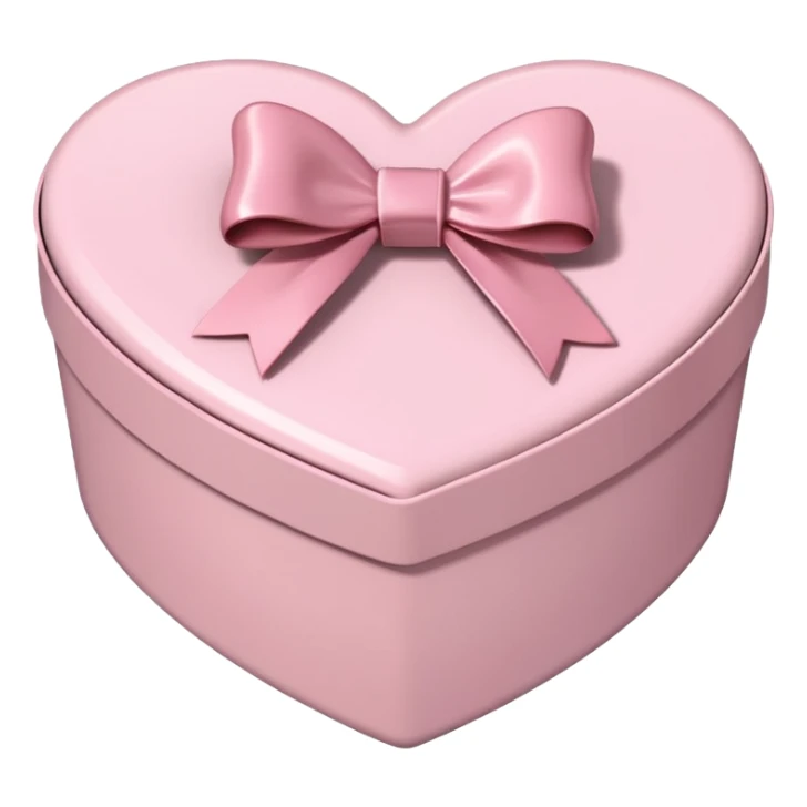 pale pink heart box, pale pink bow, filled with chocolates inside sticker