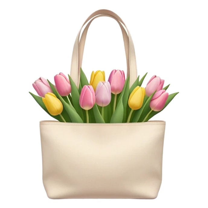 canvas tote bag filled with pastel tulips sticker