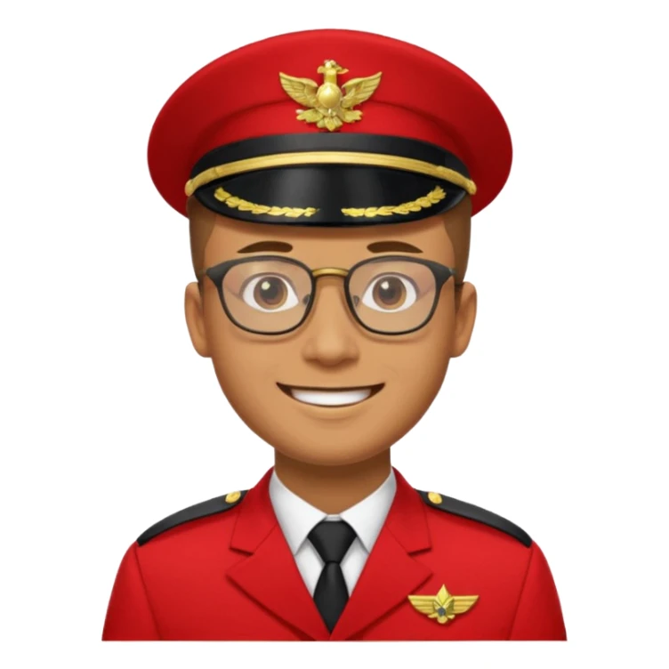 Smiling military man with glasses in red uniform sticker