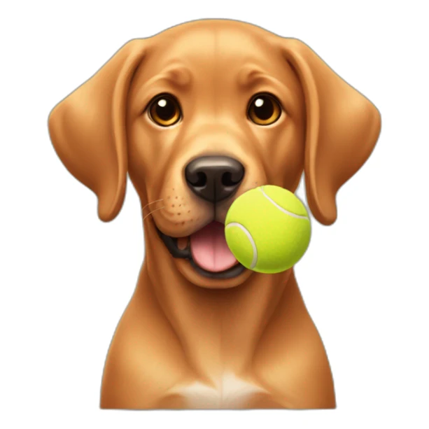 Puppy Red labrador holding a tennis ball on his mouth sticker