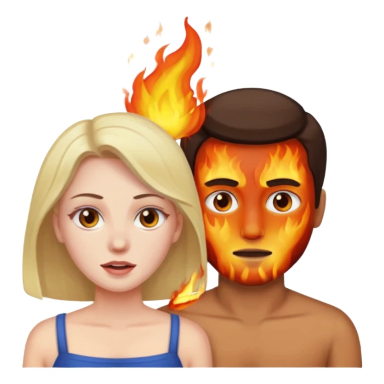  woman being burned in front of a very handsome man sticker