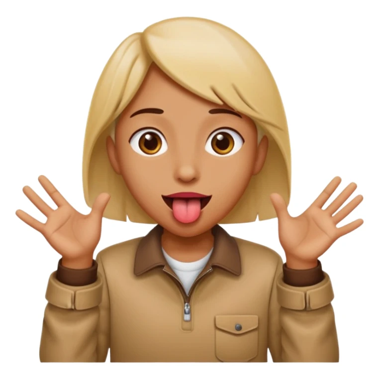 Tongue out with hands to the side   sticker