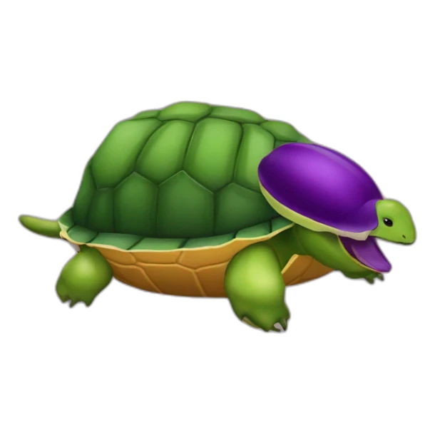 aubergine sur une tortue avec une tete de mangue sticker