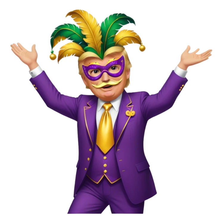 Donald trump dancing at Mardi Gras with a moustache  sticker