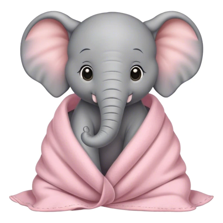 Cozy baby elephant in light pink blanket  sticker