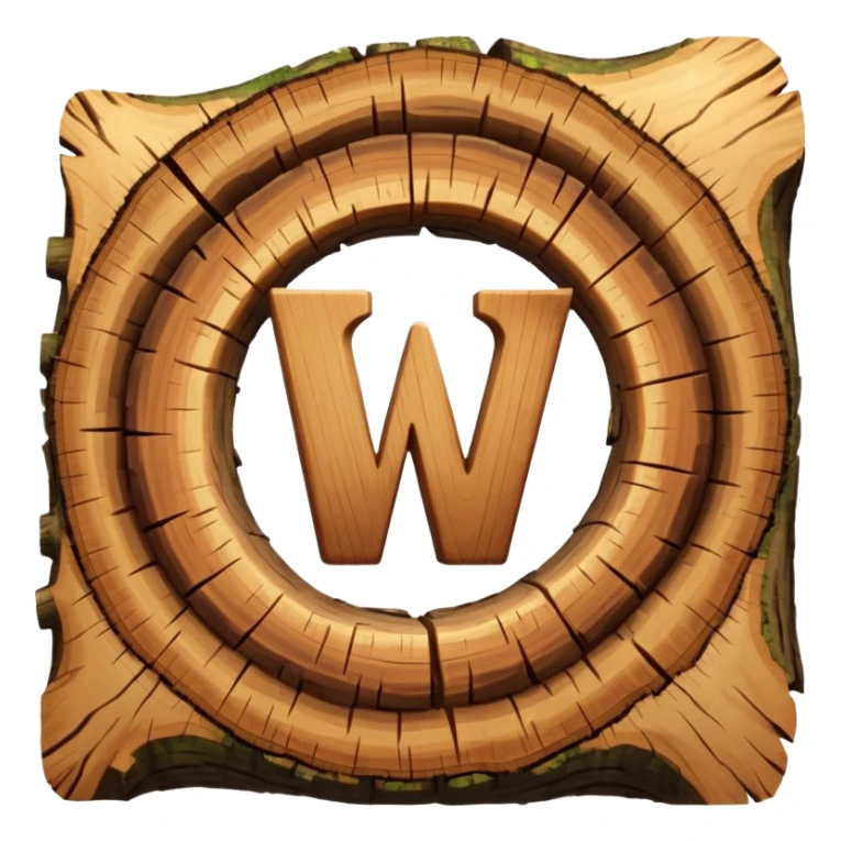 letter w inside the cut piece of a tree trunk with tree rings sticker