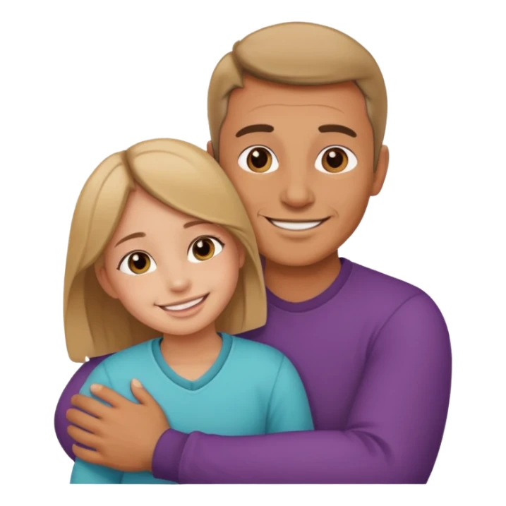 A father hugging his daughter smiling sticker
