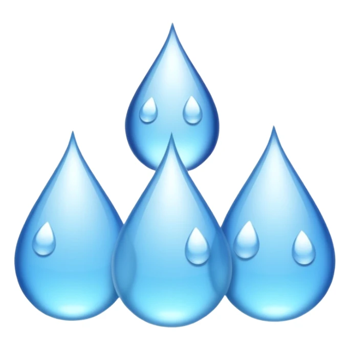 three equally sized droplets stacked on top of each other with two other droplets going outward from the middle droplet sticker