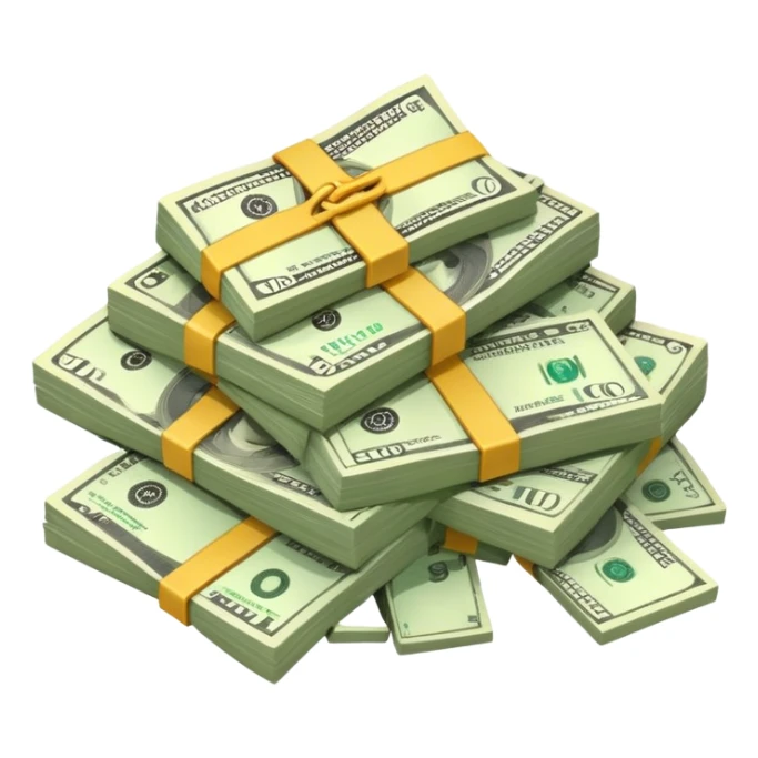 huge pile of money and cash sticker