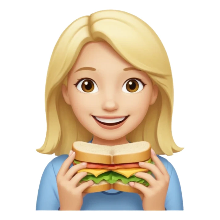 девушка ест сэндвич и он ей нравится sticker
