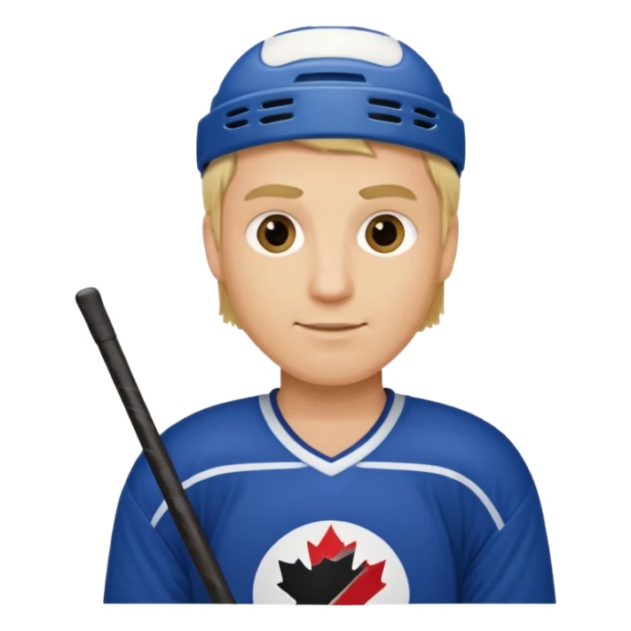 Blonde man holding hockey card sticker