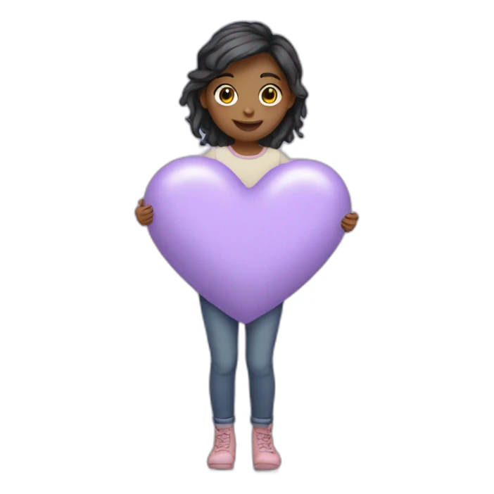 Lavender colour heart with girl emoji sticker