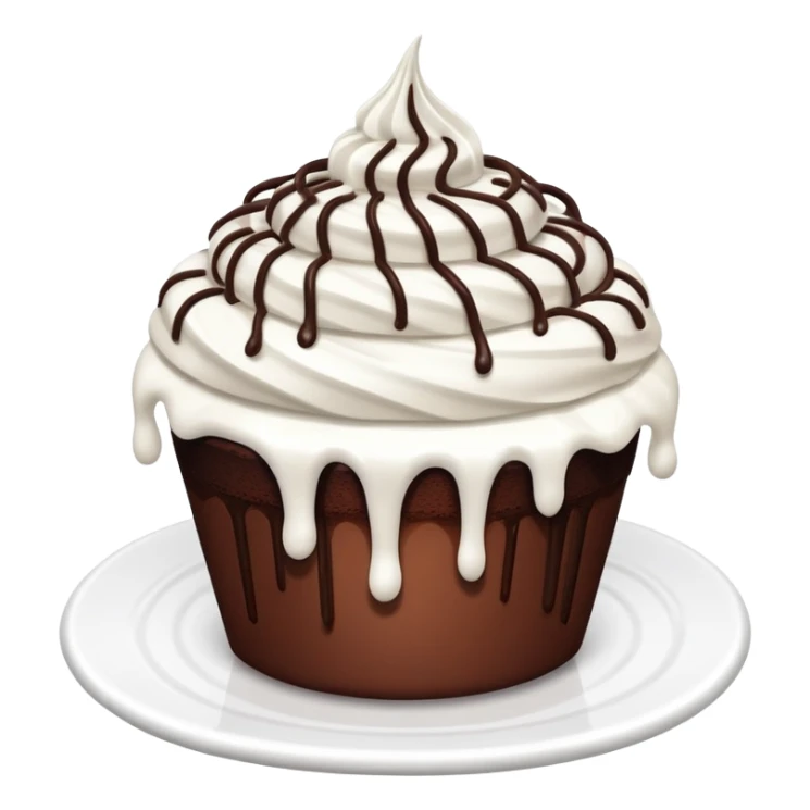 chocolate cake cup with white looped drizzle  sticker