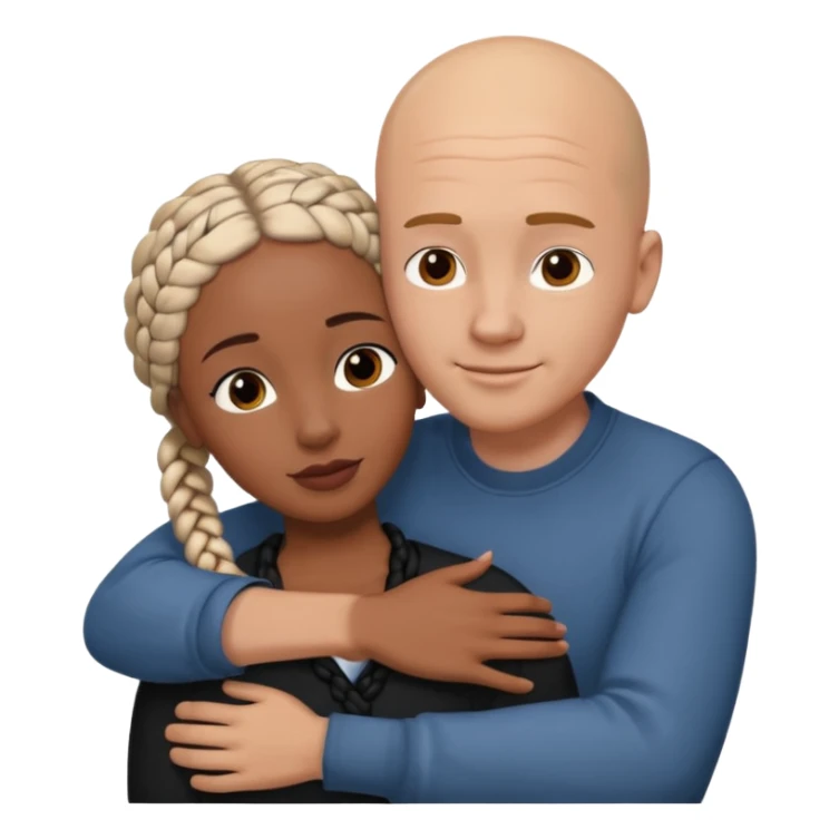 Bald white guy hugging black female friend with braids sticker