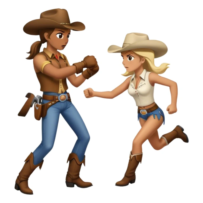 Cowgirl punching cowboy  sticker