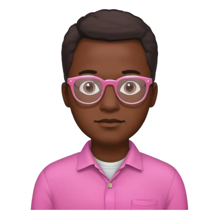black man with pink shirt, wearing glasses  sticker
