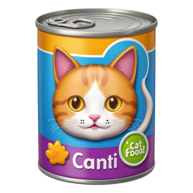 create a can of catfood (make the cat cute) emoji sticker