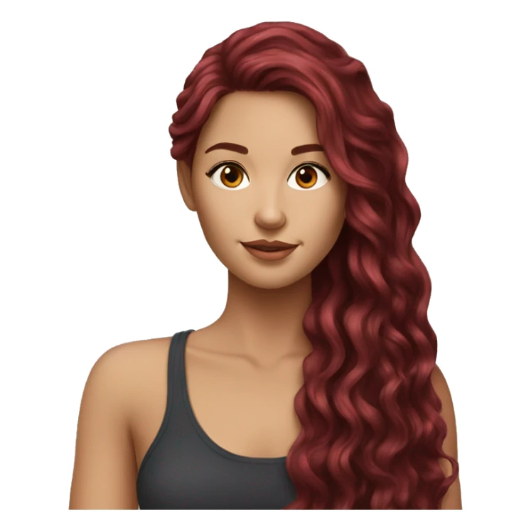 Beautiful burgundy haired realistic girl with long hair sticker