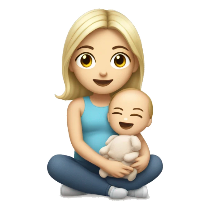 little white girl with baby son plushy sticker