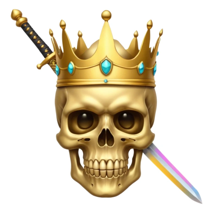 Golden skull with crown now make it with a worrior sowrd with a skull body whith a target on one of his eyes sticker