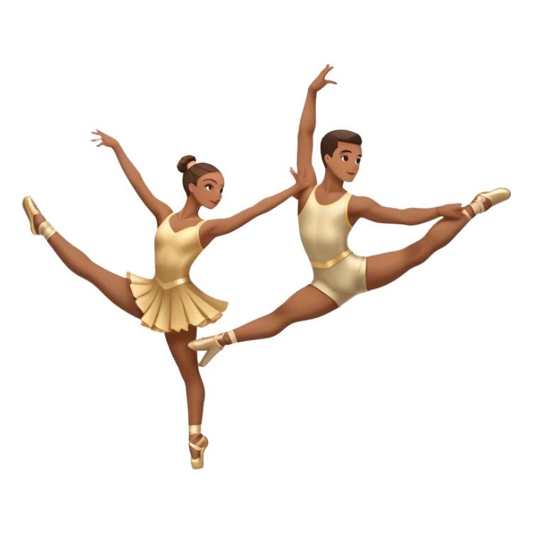 Icon for Sports Dance: a couple in competitive dance attire performing a synchronized dance with acrobatic lifts, dance shoes, rhythmic floor, and a competition backdrop. The icon should capture athleticism, technique, and precision in sports dance. Transparent background. sticker