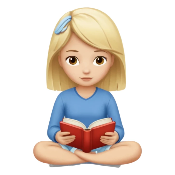 Blonde girl sitting reading a book sticker