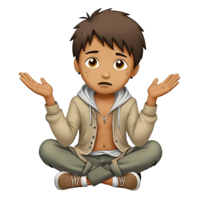 Broke boy on streets begging for money sticker