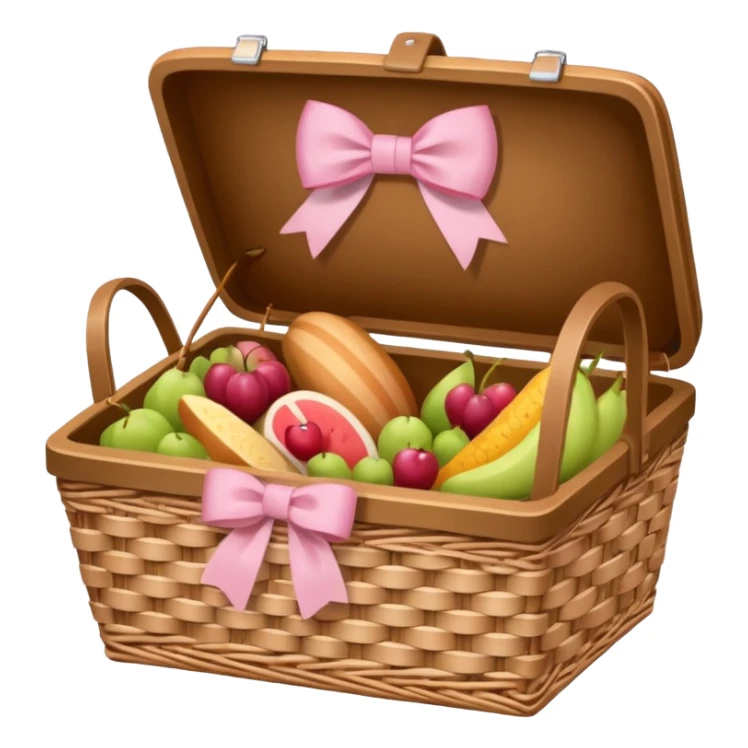 picnic basket decorated with a soft pink bow sticker