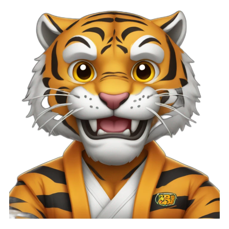 Tiger with evil face   jiu jitsu with his arms crossed sticker