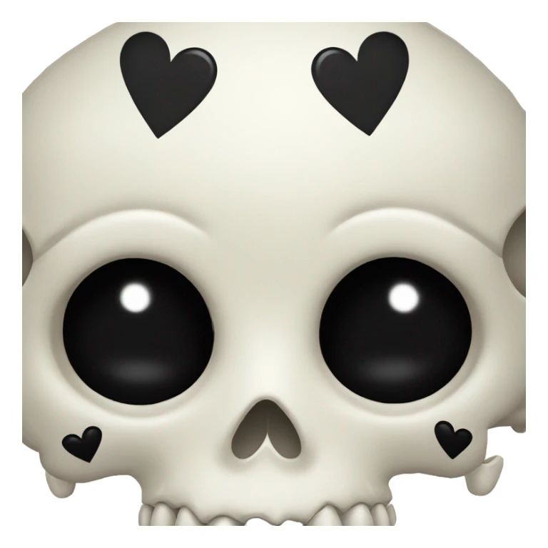 Skull with black heart eyes sticker
