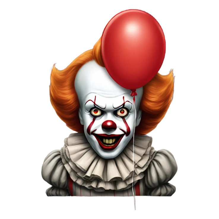 Pennywise emoji with red balloon sticker