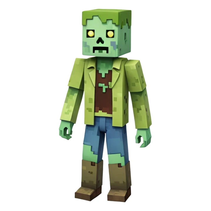 Minecraft Zombie full body, green blocky undead character sticker