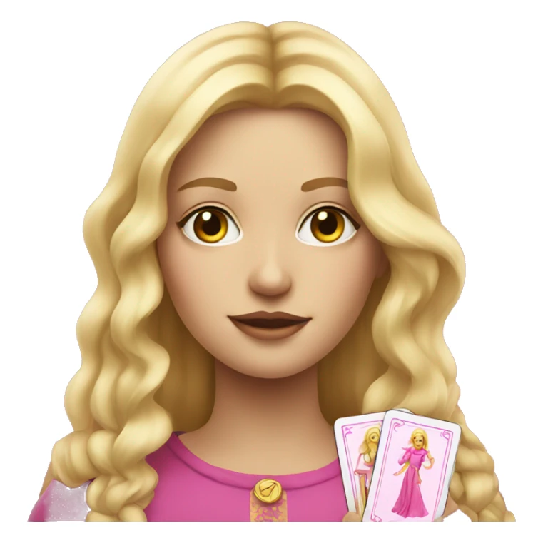 Blonde girl with pink pink tarot gold cards sticker