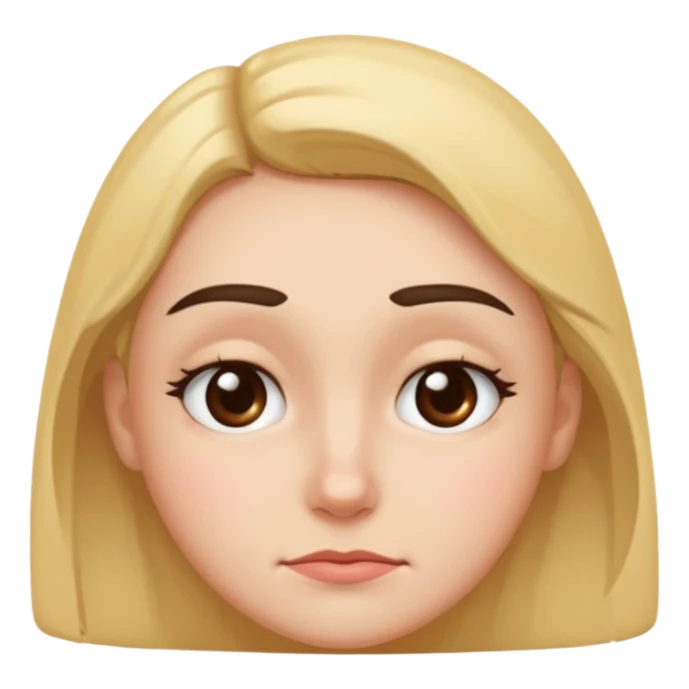 Squinty eyes sad eyebrows and a soft smile sticker