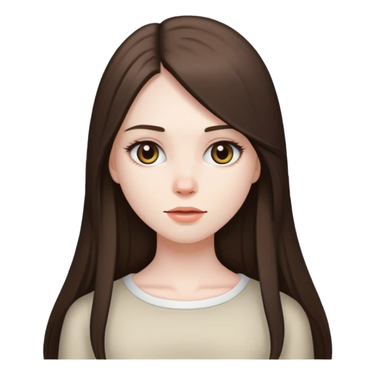 brunette girl with long straight hair sticker