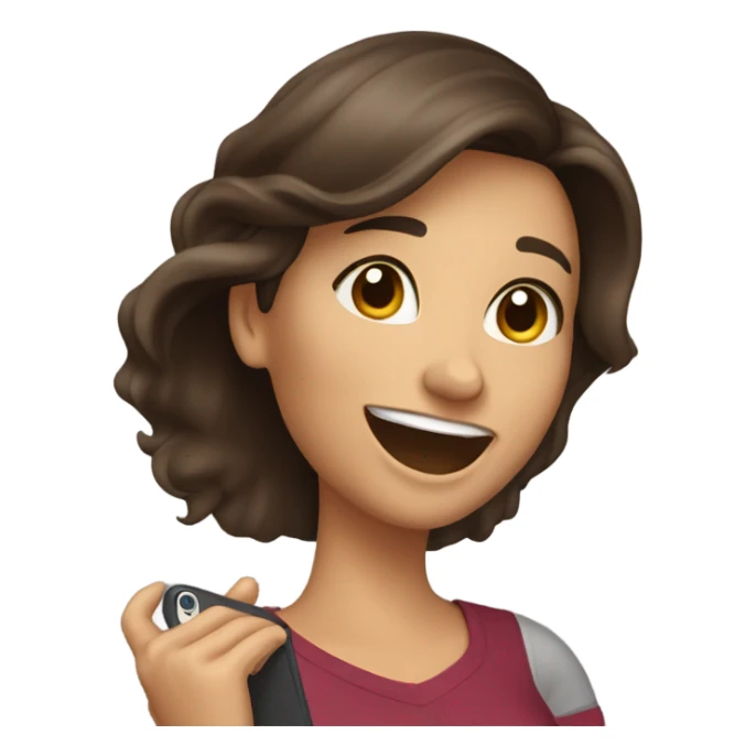 Brunette Girl taking selfie with her phone sticker